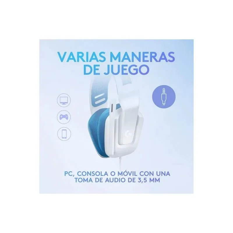 Auriculares + Microfono Logitech Gaming G335 Jack 3.5mm White/blue - Imagen 4