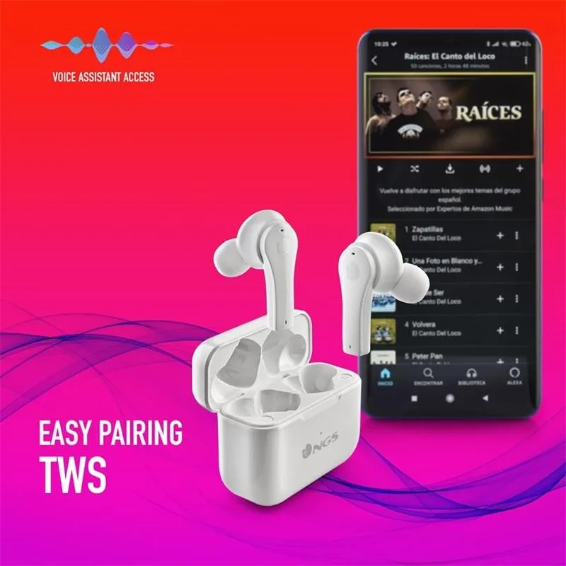 Auriculares Ngs Artica Bloom Earphones Bluetooth Wireless White - Imagen 2