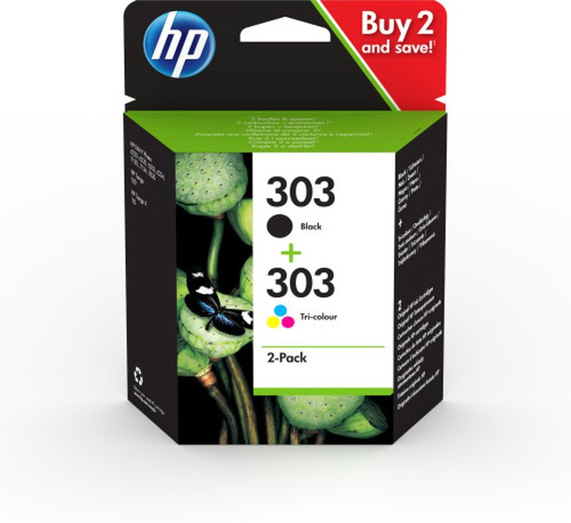 HP CARTUCHO 3YM92AE KIT COLOR Y NEGRO Nº 303