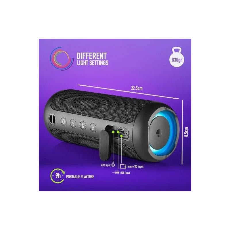 Altavoces Ngs Roller Furia 3 Rgb Portatil Waterproof 60w Ipx7/bt/usb Black - Imagen 2