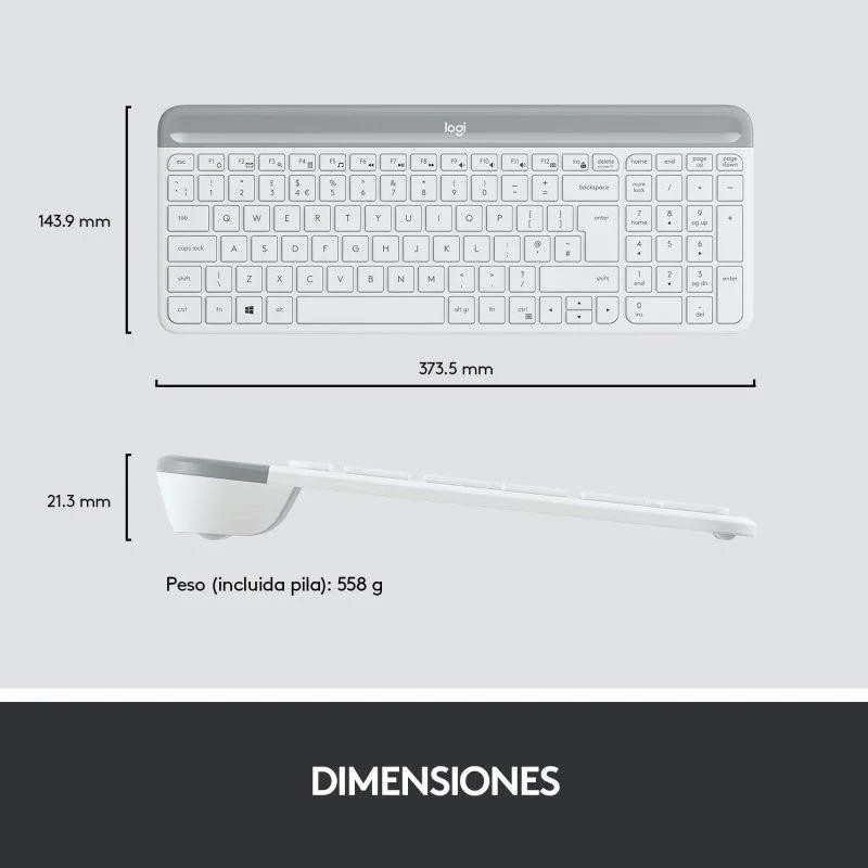 Teclado + Raton Logitech Mk470 Slim Wireless Silent White - Imagen 3