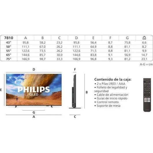 Televisor Philips 43 Qled 4k Uhd Usb Smart Tv Wifi Bluetooth - Imagen 3