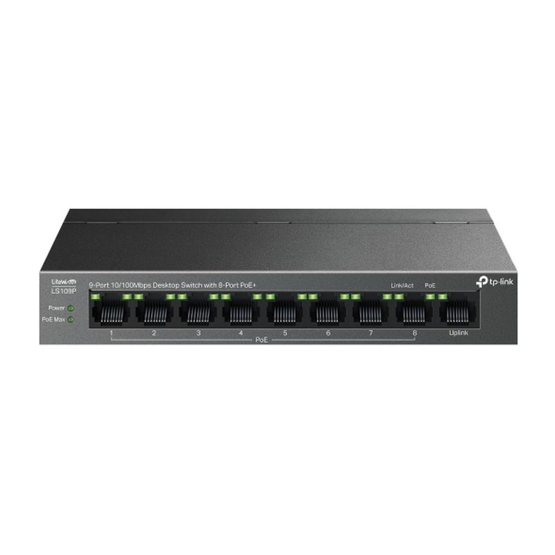TP-LINK SWITCH LS109P GIGABIT DE SOBREMESA 9 PUERTOS 10/100 MBPS
