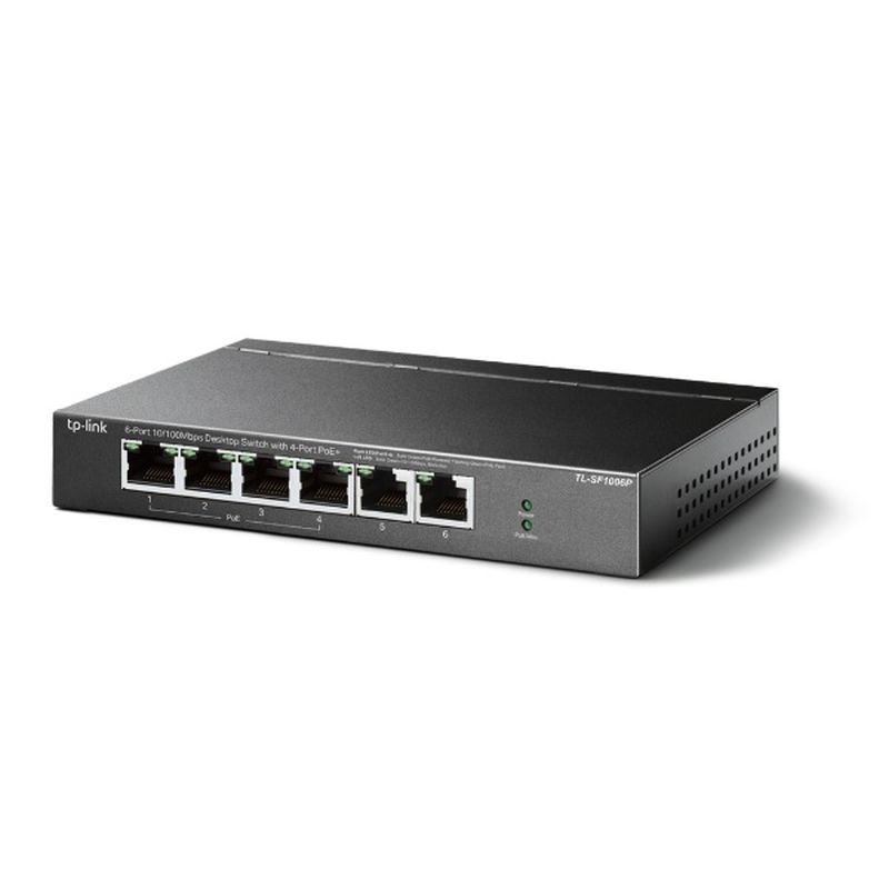 TP-LINKSWITCH DE 6 PUERTOS 10/100 POE CON 4 PUERTOS POE+ SF1006P