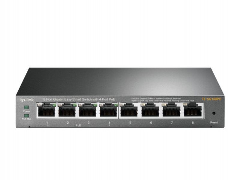 TP-LINK SWITCH TL-SG108PE EASYSMART DE 8 PUERTOS GIGABIT CON 4 PUERTOS POE