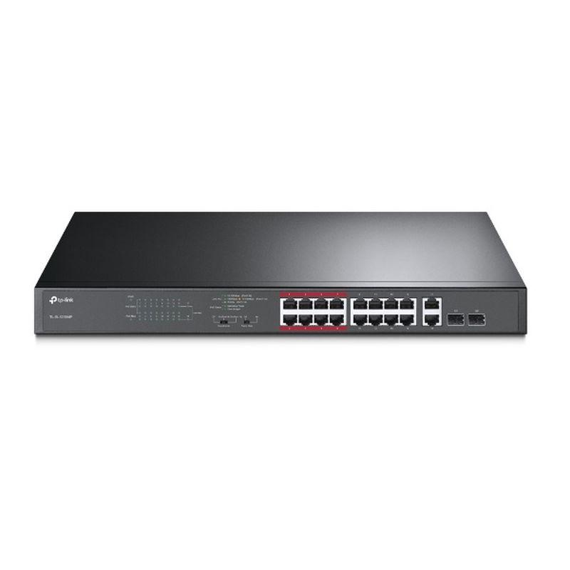 TP-LINK SWITCH TL-SL1218MP NO GESTIONABLE POE DE 16 PUERTOS 10/100MBPS + 2-PUERTOS GIGABIT