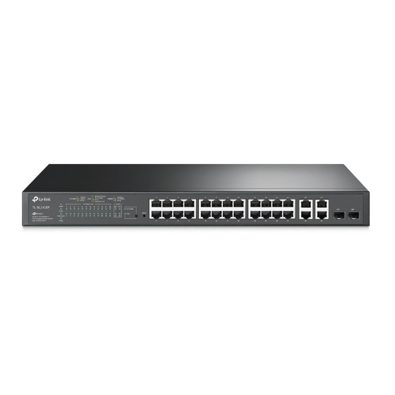 TP-LINK SWITCH TL-SL2428P SEMIGESTIONABLE JETSTREAM DE 24 PUERTOS POE+ 10/100 Y 2 PUERTOS GIGA + 2 PUERTOS COMBO GIGABIT