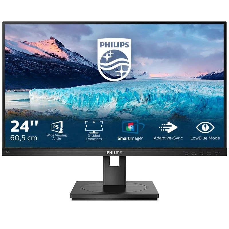 MONITOR PHILIPS 24 IPS MULTIMEDIA ERGONOMICO VGA DVI DP HDMI BLACK
