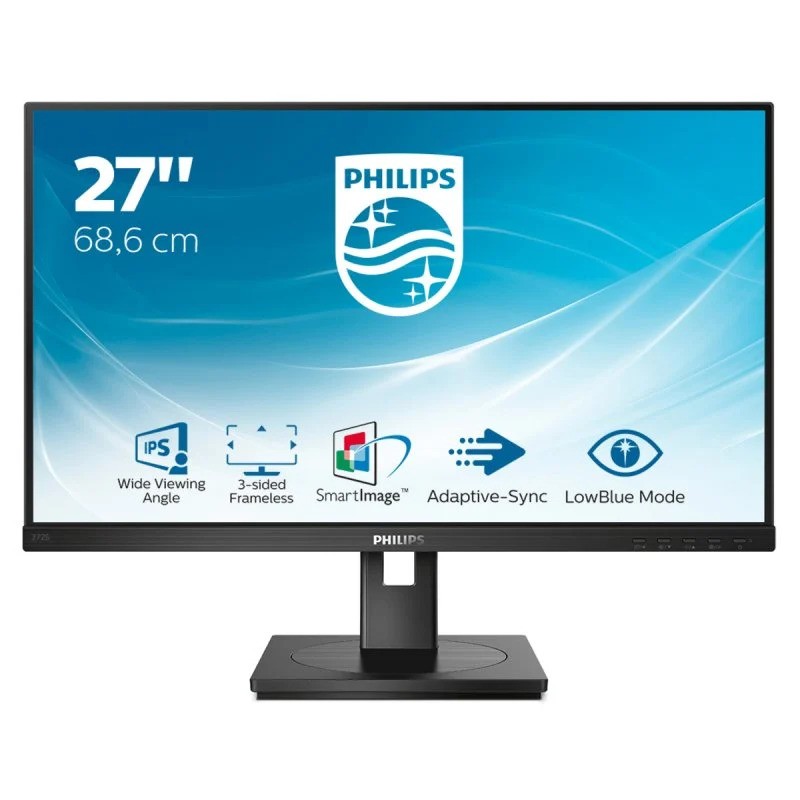 MONITOR PHILIPS 27 IPS MULTIMEDIA ERGONOMICO VGA DVI DP HDMI BLACK