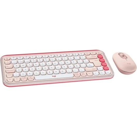 TECLADO + RATON LOGITECH POP ICON WIRELESS ROSE/WHITE