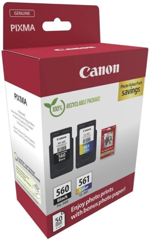 CANON CARTUCHO TINTA PG-560 / CL-561 VALUE PACK + PHOTO PAPER PP-201 CARTON