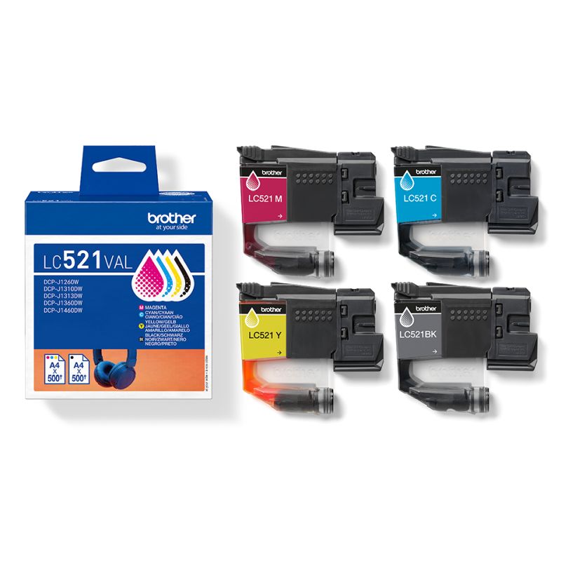BROTHER CARTUCHO TINTA LC521 VALUE PACK BK-C-M-Y