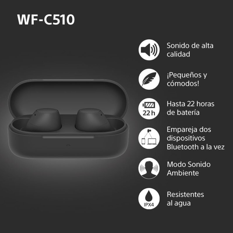 Auriculares + Microfono In-ear Sony Wf-c510 5h Ipx4 Black - Imagen 3