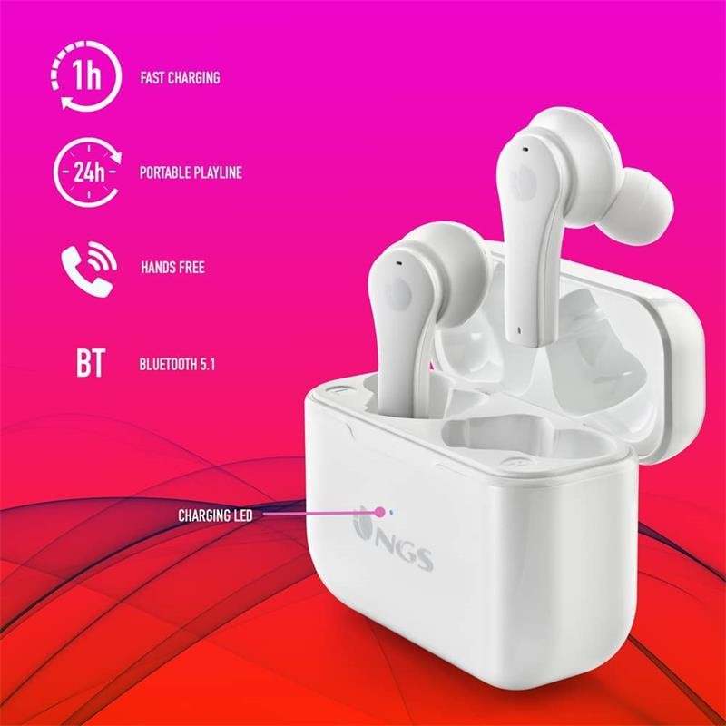 Auriculares Ngs Artica Bloom Earphones Bluetooth Wireless White - Imagen 8