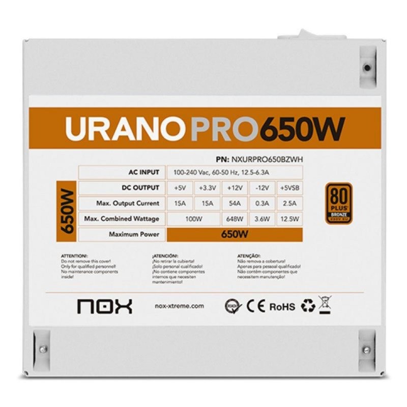 Fuente De Alimentacion Nox Urano Pro 650w Bronze 80+ White - Imagen 8