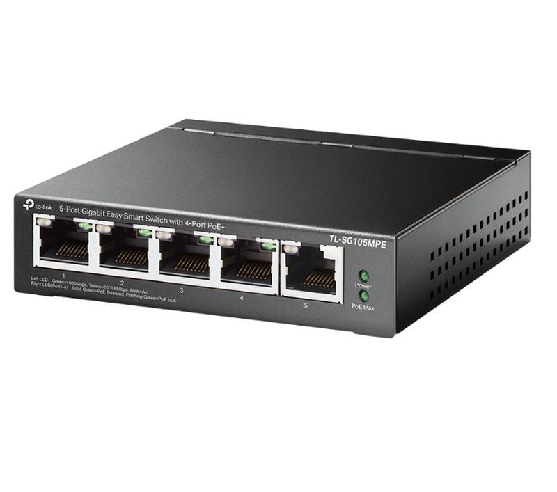 TP-LINK SWITCH TL-SG105MPE CONMUTADOR INTELIGENTE SENCILLO DE 5 PUERTOS CON POE+ DE 4 PUERTOS