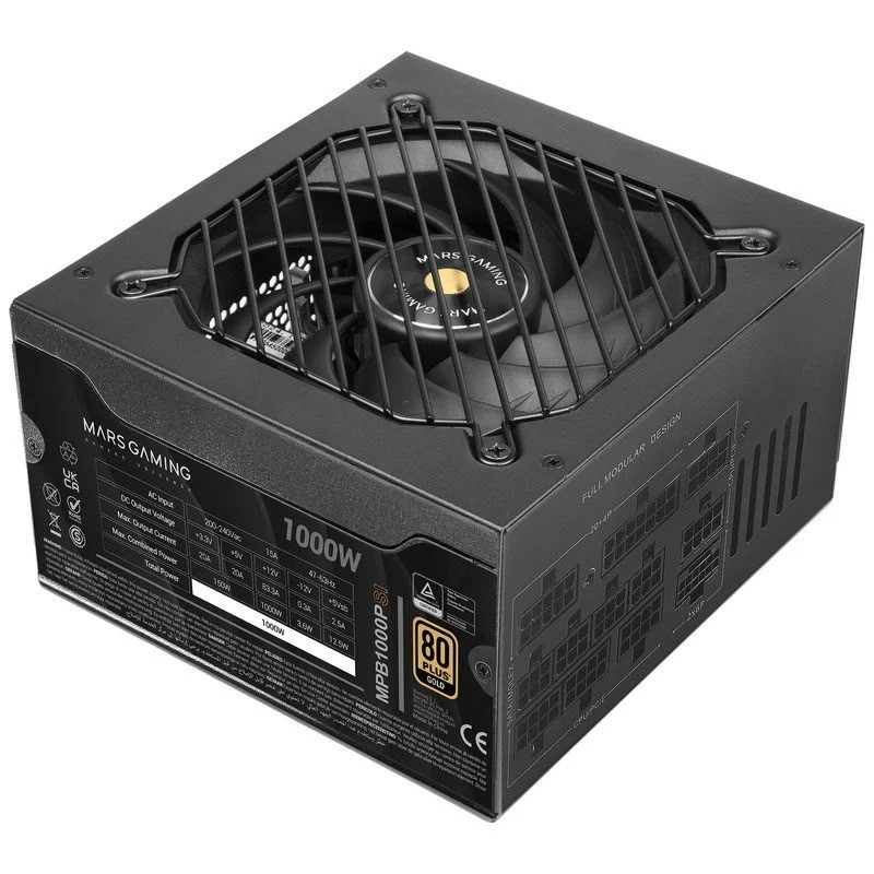 FUENTE DE ALIMENTACION MARS GAMING MBP 1000W 80+ GOLD MODULAR BLACK