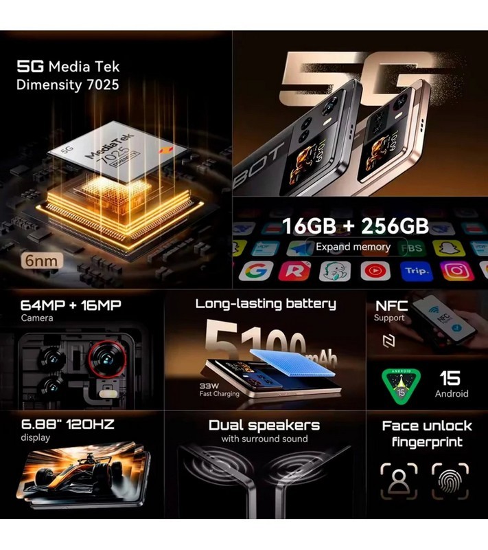 Smartphone Cubot X100 6.88 8gb/256gb/64mpx/5g/nfc Gold - Imagen 3